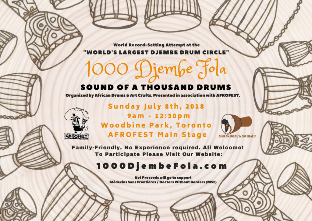 July 8, 18 1000 Djembe Fola Record Setting Attempt for Largest Djembe Drum Circle Ensemble